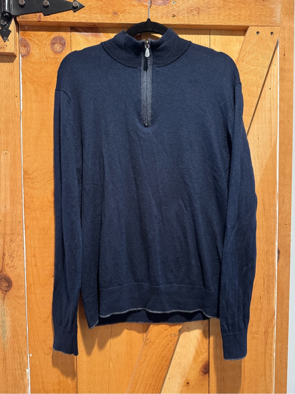 Men’s Raffi Merino Wool Quarter Zip Navy Sweater, L